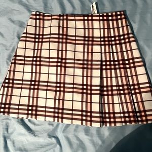 Alice + Olivia by Stacey Bendet Blue brown and tan plaid skirt size 4